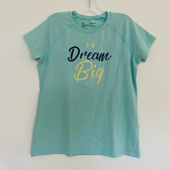 Under Armour Girls DREAM BIG Loose Heatgear Youth Tee Shirt - Picture 1 of 6